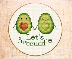 Lets Avocuddle cross stitch pattern Funny cross stitch Avocado love cross stitch Valentine's day xstitch DIY