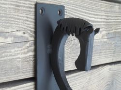 Set of 2 hand forged door pulls 14", Horse's head, Blacksmith made, Wrought iron, Steel gate, Entrance door pull handle