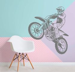 motocross sticker, motorcycle racing, racer, wall sticker vinyl decal mural art decor