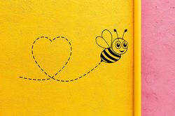 Bee Flight, Dotted Lines Heart Wall Sticker Vinyl Decal Mural Art Decor