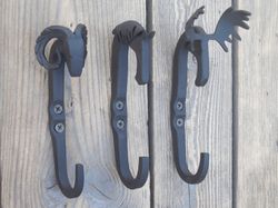 Set of 3 coat hooks (Horse, Moose, Ram)
