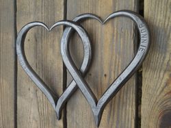 Personalized iron gift for wedding anniversary, Engagement, Linked hearts, Gift for her, Gift for him