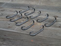 Set of 10 hand forged S hooks rotated by 90 degrees, Blacksmith made, Wrought iron