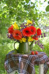 Colorful flower bouquet picture, still life printable, poppies photo download, country home decor, digital photography
