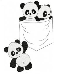 Panda. Machine embroidery design. Bear. Animal. Embroidered pocket. Embroidery scheme. Embroidery file. digital file.