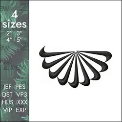 Nike semicircle Embroidery Design, wheel swoosh windmill, 4 sizes