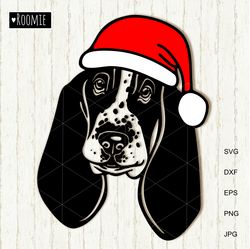 Christmas Basset Hound With Santa Hat SVG, Basset Hound Mom Dad Shirt Design Clipart Cricut Vinyl Sublimation /67