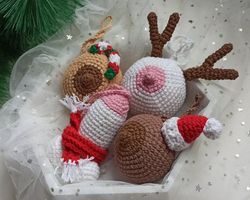 Christmas tree decoration. Breast cancer gifts.  Funny Christmas ornament - boob, penis decor