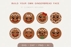 Gingerbread faces svg bundle, Gingerbread svg files