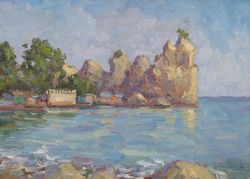 "gurzuf landscape"  oil painting original art seascape picture