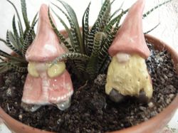 Set of 2. Ceramic pair of gnomes. Home decor
