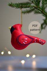 PDF Cardinal Sewing Pattern DIY Felt Plushie Christmas ornament