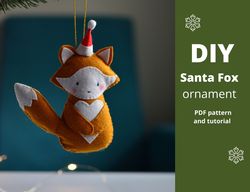 PDF Santa Fox Christmas ornaments PDF pattern, Sewing tutorial DIY Felt Christmas Decoration, woodland animals decor
