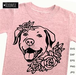 Labrador Retriever Girl With Flowers SVG, Yellow Lab Lover Gift, Peeking Dog, Dog Mom Dad, Labrador Shirt Cut file /42