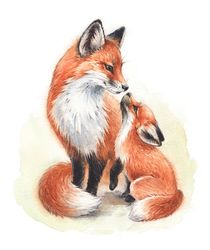 Fox art print, Fox watercolor print for nursery