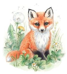 Fox painting, red fox art print, fox print