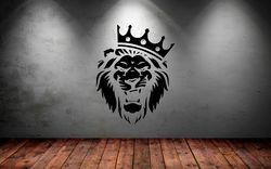 Ferocious Lion Head, King, Crown, Car Sticker Wall Sticker Vinyl Decal Mural Art Decor