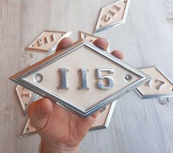 Soviet address door number sign 115 - vintage apartment big rhomb number plaque