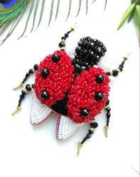 Insect Brooch, lady-beetle brooch, lady-cow brooch, brooch pin, insect pin, insect jewelry, ladybug brooch, gift