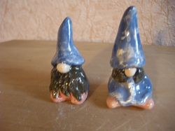 Set of 2. Ceramic pair of gnomes. Home decor