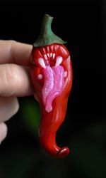 Gothic creepy chilli pepper brooch