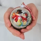 Snowman Christmas ornament Christmas decor Cute couple of snowmen Hand painted Christmas baubles set in gift box