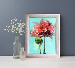 Framed poppy painting flowers impasto textured oil original art Wildflower painting Red floral art