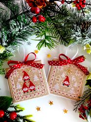 Christmas cross stitch patterns PDF, Set of 2 CHRISTMAS GNOMES Ornaments by CrossStitchingForFun  Instant download
