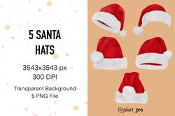 Santa Hats Clipart, Christmas Hats, New Year PNG