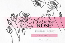 Rose Birth Month Flower SVG files, June Birthday Flower Clipart For Instant Download