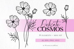Cosmos Birth Month Flower SVG files October Birthday Flower Clipart For Instant Download