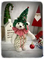 Christmas teddy bear/Christmas gift/teddy bear collection/handmade plush bear/ooak teddy bear/limited collection teddy