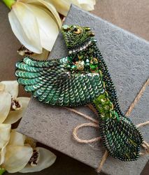 Bird brooch pin, with crystals, as a gift to a woman on a solemn occasion, a true connoisseur of art, bird lovers gifts