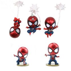 5 Pcs/Set Mini Spider-Man Web Action Figure 2022 Toy Car Home Cake Toppers 4'' Gift