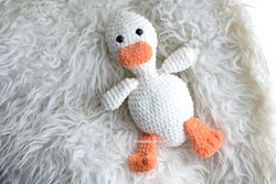 goose snuggle lovey, duck baby cuddle toy, boho nursery home decor toy, toddler unisex birthday gift KnittedToysKsu
