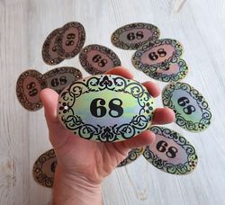 Address oval door number plate 68 - Sixty eight room number sign vintage