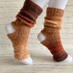 Pilates Socks Home Yoga Multicolored Socks without a Sock A gift for a girlfriend Warm Leg Warmers Stylish Knee Socks