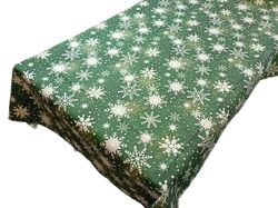 Green christmas tablecloth, custom tablecloth, cotton round tablecloth water-repellent coating, table cover rectangle