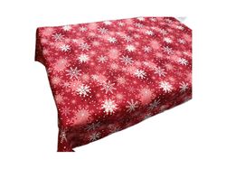 Red christmas tablecloth, custom tablecloth, cotton round table cover, winter table cover, outdoor tablecloth, snowflake