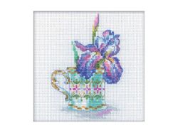 Cross Stitch Kit beginner with Flowers Counted Mini Embroidery Pattern by RTO 'Iris cup'
