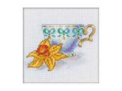 Cross Stitch Kit beginner with Flowers Counted Mini Embroidery Pattern by RTO 'Daffodil cup'