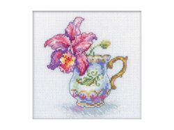 Cross Stitch Kit beginner with Flowers Counted Mini Embroidery Pattern by RTO 'Orchid cup'