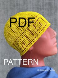 Handmade crochet cotton beanie PDF pattern