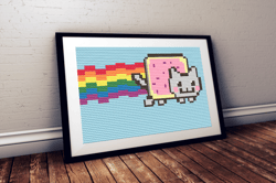Nyan cat cross stitch pattern, funny meme cross stitch, Digital PDF file, counted cross stitch patterns