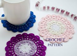 Crochet Coaster Pattern- Flower Coaster PDF- Small lace doily- Gift crochet  for Womens.