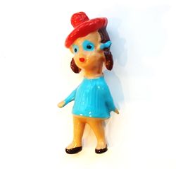 Vintage Small Solid Rubber Doll Toy Girl Figurine 2.5 inch HUNGARY 1980s