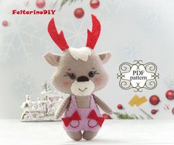 Felt Christmas sewing patterns, Christmas felt reindeer, Felt animal pattern, PDF felt pattern, Felt sewing pattern