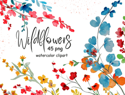 Wildflowers 45 PNG Watercolor Floral Clipart Wildflowers Wedding Clipart Spring Summer Autumn