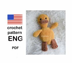 duck crochet amigurumi pattern, platypus DIY pattern PDF downloadable, easy crochet pattern baby shower gift