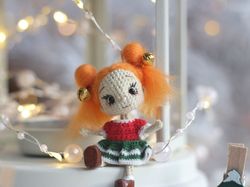 Christmas elf doll amigurumi handmade miniature gnome  small gift for best friends for long distance buddy the elf